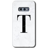 Galaxy S10e Kılıf HD Desen Baskılı Arka Kapak - Beyaz Mermer Desenli T Harfi