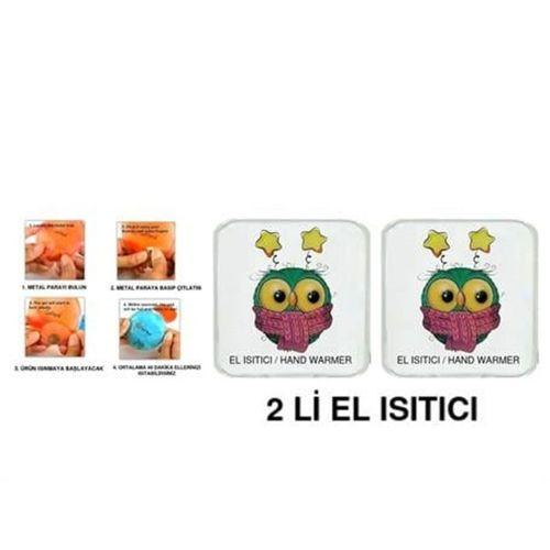 2 Adet Atkılı Baykuş Cep Sobası,El Isıtıcı,Sıcak Su Torbası Pvc  10X9,5Cm