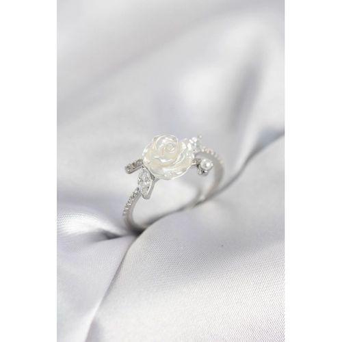 Gümüş Renk Gül Model Zirkon Taşlı Kadın Yüzük