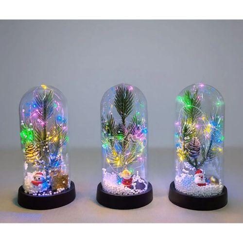 Yılbaşı Temalı Işıklı Dekoratif Cam Fanus - Model 9