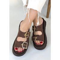 Coer Kahverengi Süet Çift Tokalı Terlik