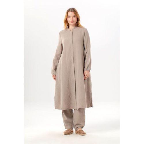 Uzun Kol Yaren Hakim Yaka Yazlık Müslin Tunik Taş Tas