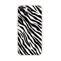 iPhone 14 Uyumlu Zebra Pattern Şeffaf Silikonlu Telefon Kılıfı