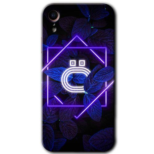 iPhone XR Kılıf Baskılı Kapak - Dark Neon Yaprak Ö Harfi + 5D Tam Kaplayan Cam