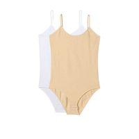 2 Adet İp Askılı Kadın Çıtçıtlı Body Beyaz ve Ten