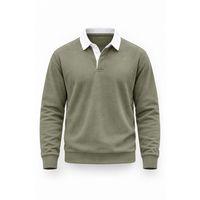 Luis Polo Yaka Selanik Örme Kumaş Erkek Sweatshirt - Açık Haki