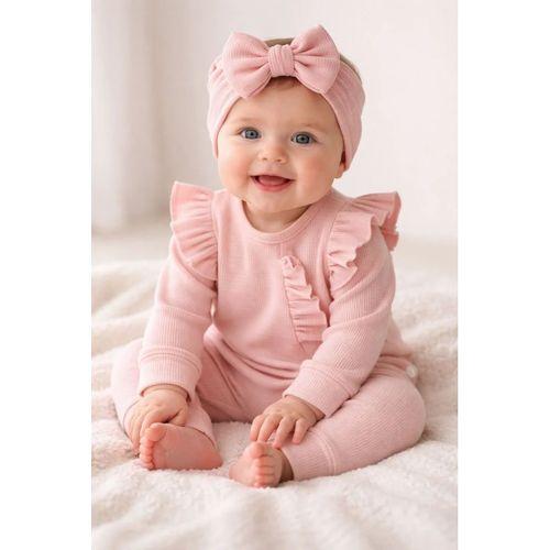 Pembe Fırfırlı 3’lü Kız Bebek Takımı