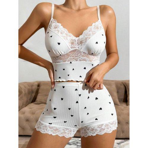 Dantelli Siyah Kalpli Şortlu Pijama Takımı