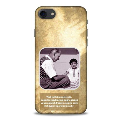 Apple Iphone 8 Kılıf Atatürk (2) Kabı Gold
