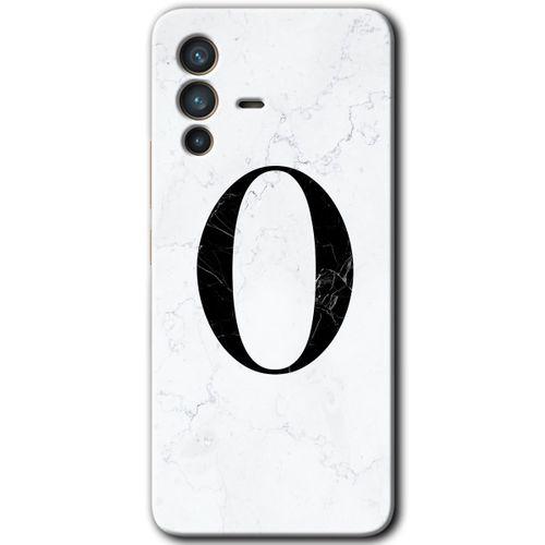 Potkal Hediye Fabrikası Vivo V23 5G Kılıf HD Desen Baskılı Arka Kapak - Beyaz Mermer Desenli O Harfi