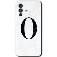 Potkal Hediye Fabrikası Vivo V23 5G Kılıf HD Desen Baskılı Arka Kapak - Beyaz Mermer Desenli O Harfi