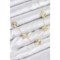 Pirinç VIP Yonca Model Gold Renk Kadın Kolye