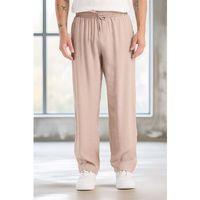 Modal Kumaş Rahat Kalıp Düz Paça Jogger Erkek Pantolon - Bej