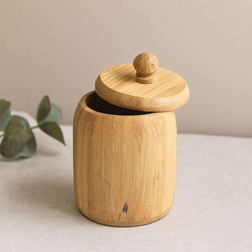 Kapaklı Ahşap Bambu Şekerlik 7.5 x 8.5 cm