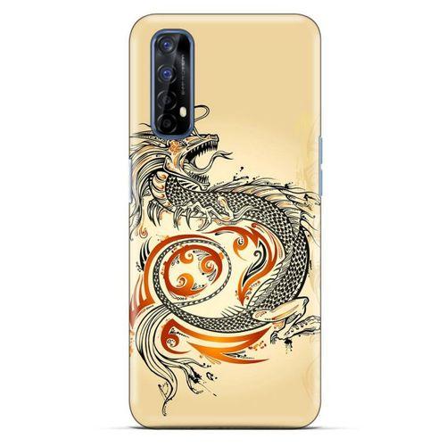 Oppo Realme 7 Kılıf Dragons (27) Tasarımlı Kılıf Siyah Ejderha Dövmesi