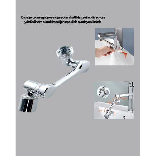 1080° Dönebilen Musluk Başlığı Robotik Kol Havalandırıcı Çok Yönlü Su Yönlendirme