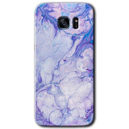 Samsung Galaxy S7 Edge Kılıf HD Desen Baskılı Arka Kapak + Temperli Cam - Spots Lilac