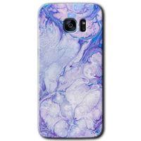 Samsung Galaxy S7 Edge Kılıf HD Desen Baskılı Arka Kapak + Temperli Cam - Spots Lilac
