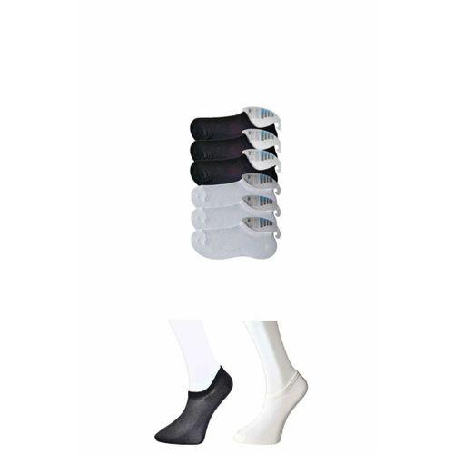 Siyah ve Beyaz Erkek Görünmez Çorap 6 çift