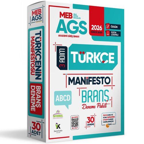 2026 MEB-AGS Türkçe 3 Adım Manifesto Branş Deneme Paketi 30lu Dijital Çözümlü (Sözel Mantık Dahil)