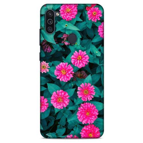 Lopard Samsung Galaxy M11 Uyumlu Kılıf Bahar (39) Liquid Crystal Kılıf Fuşya Çiçekler