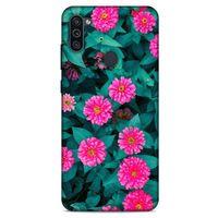 Lopard Samsung Galaxy M11 Uyumlu Kılıf Bahar (39) Liquid Crystal Kılıf Fuşya Çiçekler