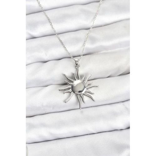 316L Çelik Zincir Gümüş Renk Güneş Model Kadın Kolye