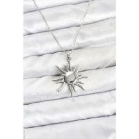 316L Çelik Zincir Gümüş Renk Güneş Model Kadın Kolye