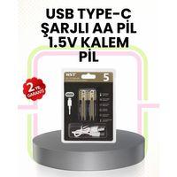 Tekrar Şarj Edilebilir Aa Usb Type-c Pil | 1000+ Döngü | 1.5v Sabit Voltaj