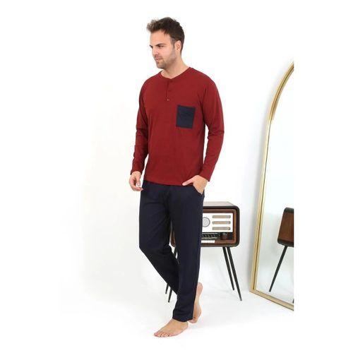 Erkek Uzun Kol Penye Bordo Pijama Takımı