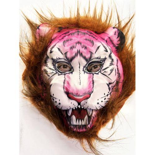 Kahverengi Saçlı Pembe Yüz Kurt Maske Kaplan Maske Mega Peluş