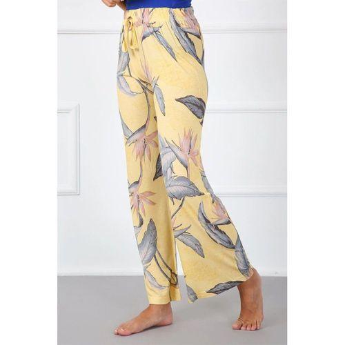 Bayan Penye Bol Paça Pantolon Sarı