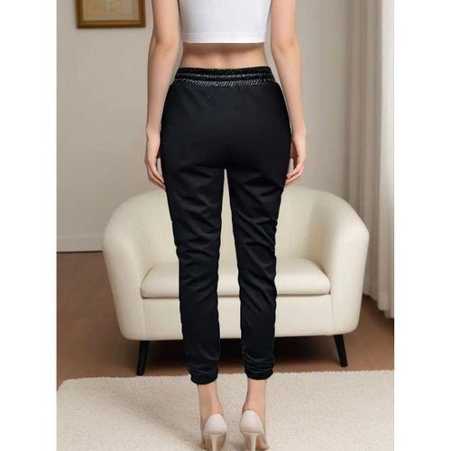 Kadın Yüksek Bel Lastikli Yanda Dantel Detaylı Bağcıklı Deri Pantolon