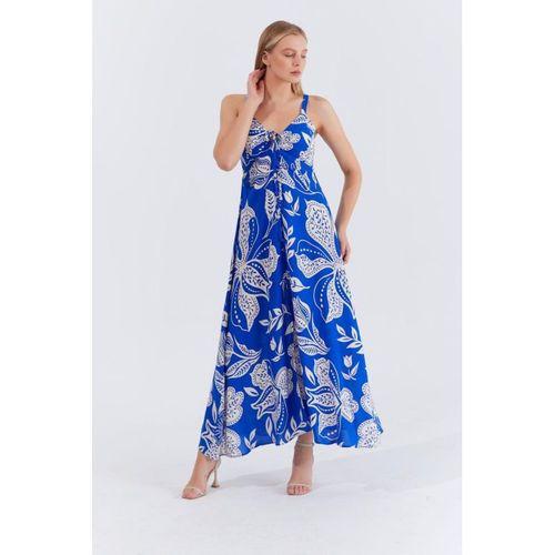 Askılı Viscon Elbise - Saks