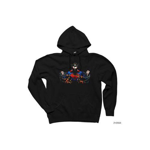 Superman Break Your Chains Siyah Kapşonlu Sweatshirt Hoodie