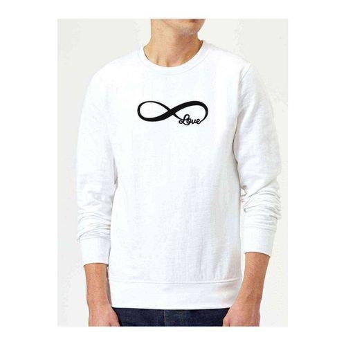 Sonsuzluk Love Black Baskılı Beyaz Erkek Sweatshirt