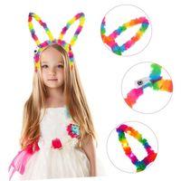 Fiber Optik LED’li Gökkuşağı Tavşan Kulak 17x23 cm Parti ve Festival Aksesuarı