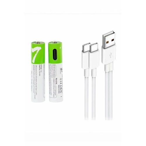 Type-c Şarjlı 800mwh 1.5v Şarj Edilebilir 2’li Aaa İnce Pil - Lityum Iyon Batarya