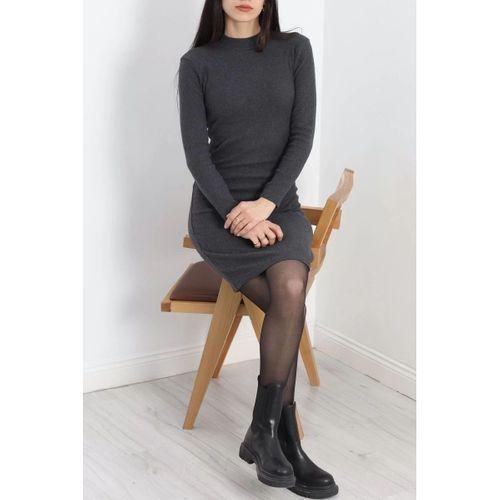 pilelistore Kaşkorse Yırtmaçsız Elbise Füme