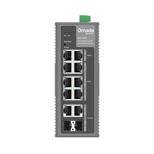 OMADA IES210GPP Industrial, 10 Port Gigabit, 6 Port Poe+, 2 Port Poe++, 2 Port Combo SFP, 240W, Yönetilebilir Endüstriyel Switch
