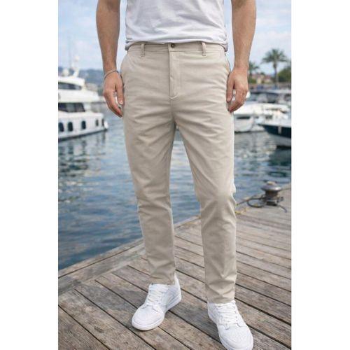 Paraşüt Kumaş Regular Fit Düğmeli Fermuarlı Düz Paça Günlük Erkek Pantolon - Bej