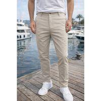 Paraşüt Kumaş Regular Fit Düğmeli Fermuarlı Düz Paça Günlük Erkek Pantolon - Bej