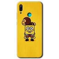 Huawei P smart 2019 Kılıf Baskılı Kapak - Sünger Bob +Tam Kaplayan Mat Seramik