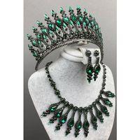 Yeşil Henna Gelin Kına Tacı Kolye Küpe Seti