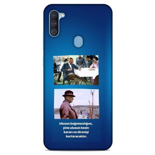 Samsung Galaxy A11 Kılıf Atatürk (6) Silikon Kılıf Koyu Mavi