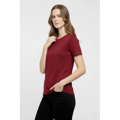 T-Shirt Bisiklet Yaka Slim Fit Likralı Tişört Günlük Basic Body - Bordo