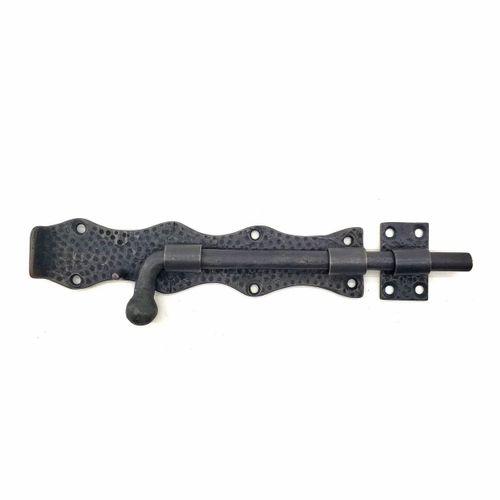 Antika Tarz Dekoratif Pirinç Dövme Kapı Sürgüsü - 20cm, Oksit