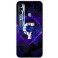 Potkal Hediye Fabrikası Tecno Spark 7 Pro Kılıf HD Desen Baskılı Arka Kapak - Dark Neon Yaprak Ç Harfi