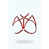 Kırmızı Göğüs Harness Saten Kumaş Ayarlanabilir Çapraz Bantlı - Brf166