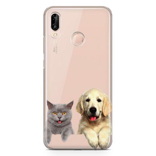 Huawei Nova 3e Kılıf Scottish Fold Kedi Ve Köpek Arka Kapak Koruma Desenli Full Koruyucu